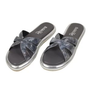 StrideLux Gilded Braided Metallic Slide Sandals