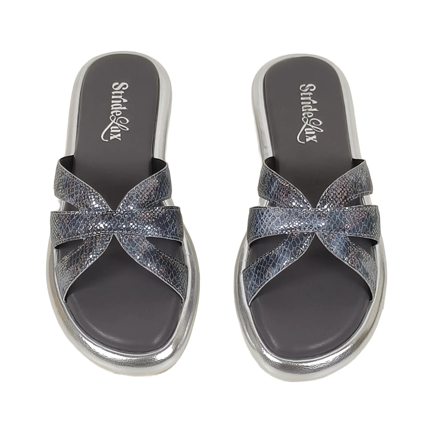 StrideLux Gilded Braided Metallic Slide Sandals