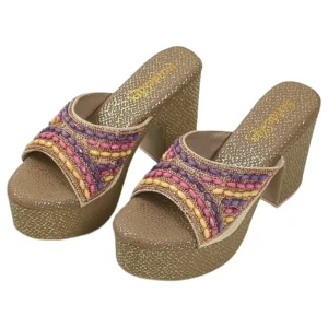 Aura Gleam Beaded Platform Mules