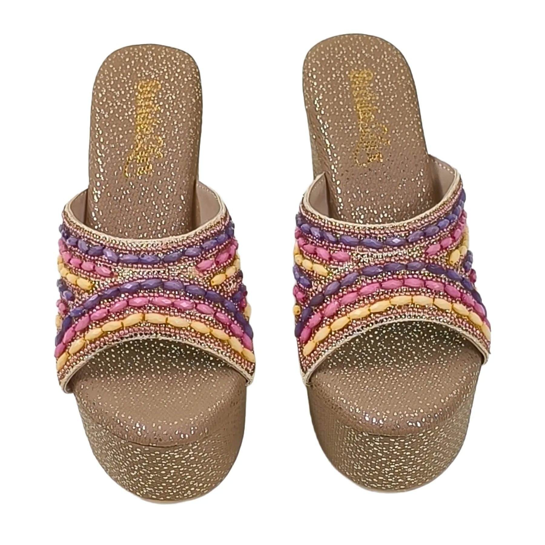Aura Gleam Beaded Platform Mules
