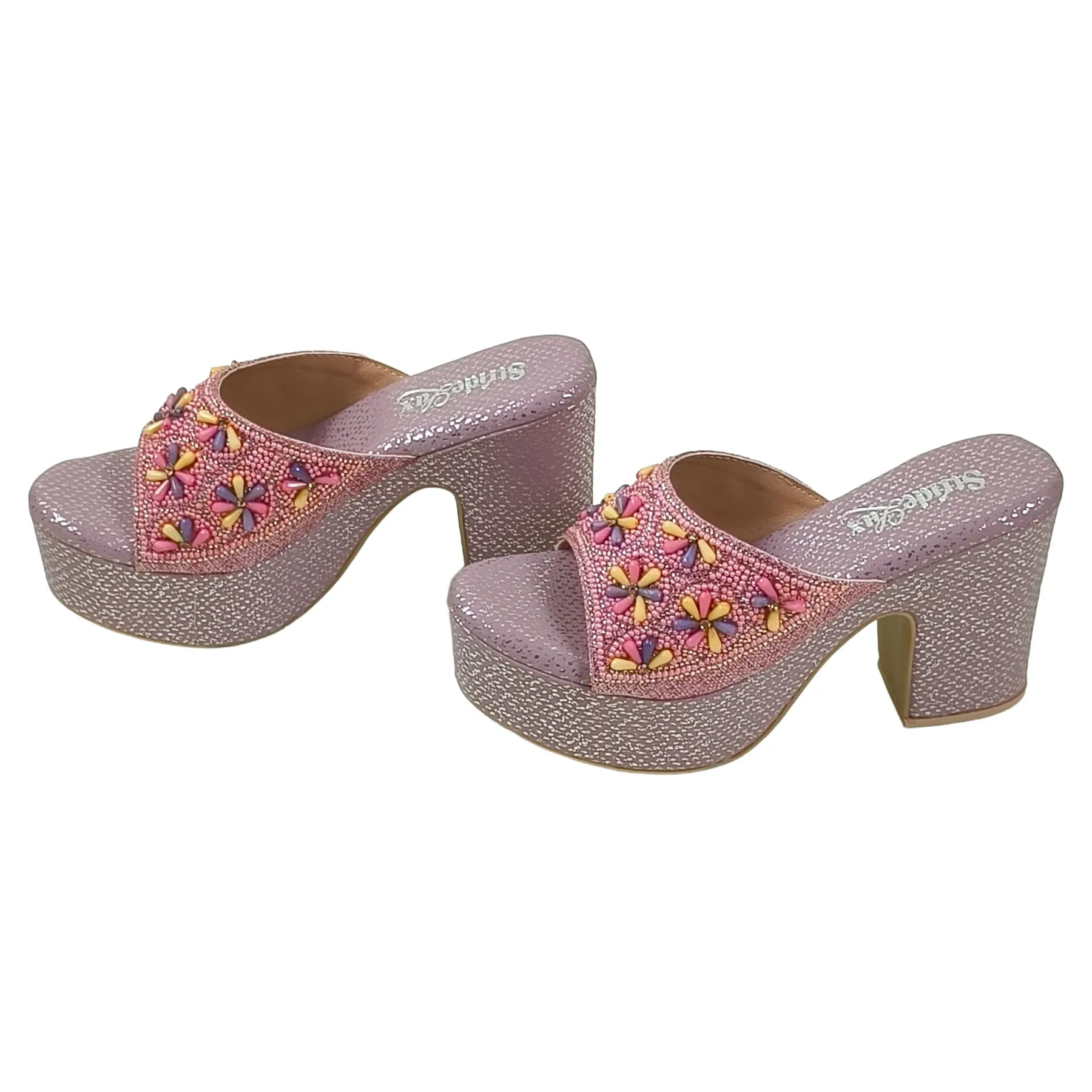StrideLux Flora-Bead Metallic Platform Mules - Image 6