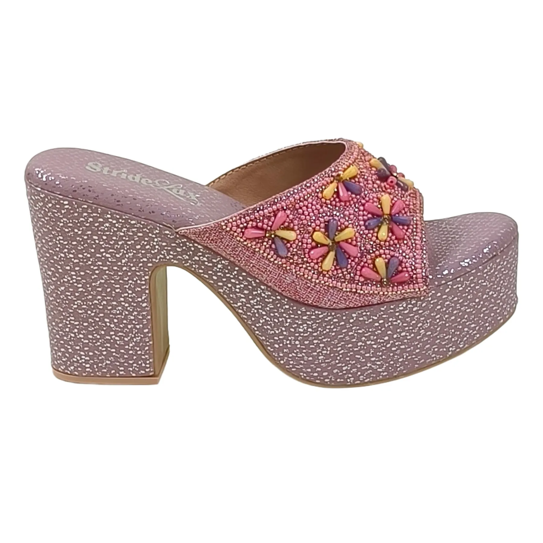 StrideLux Flora-Bead Metallic Platform Mules - Image 4