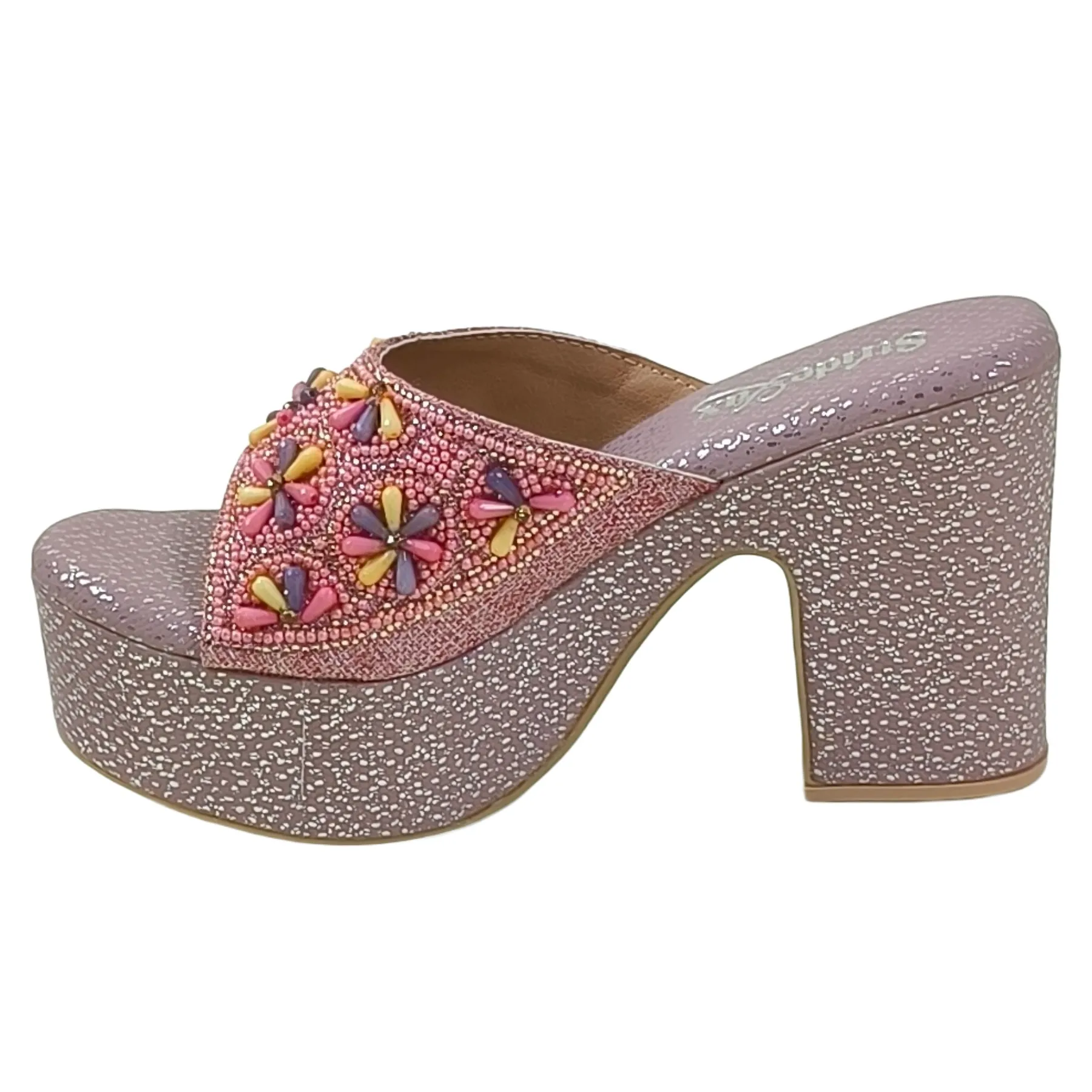StrideLux Flora-Bead Metallic Platform Mules - Image 5