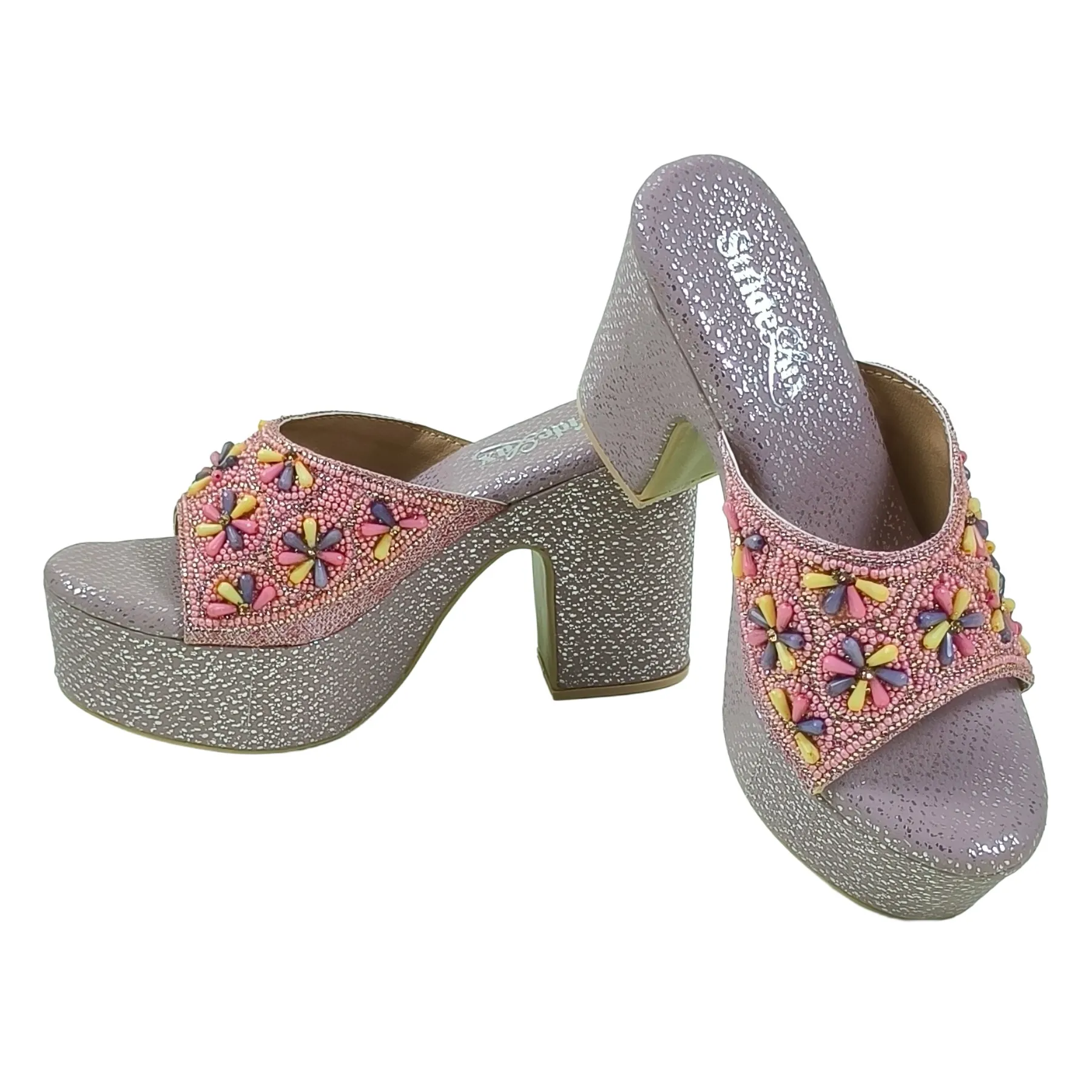 StrideLux Flora-Bead Metallic Platform Mules - Image 7