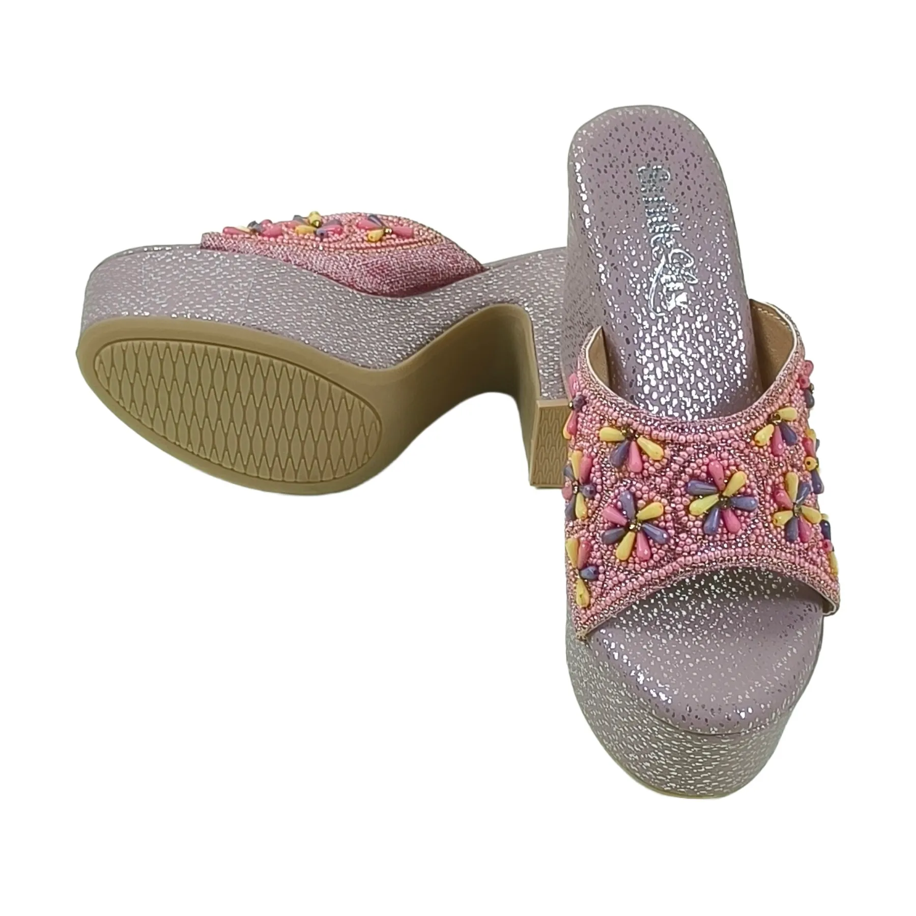StrideLux Flora-Bead Metallic Platform Mules - Image 8