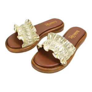 StrideLux Elegant Gold Flat Sandals