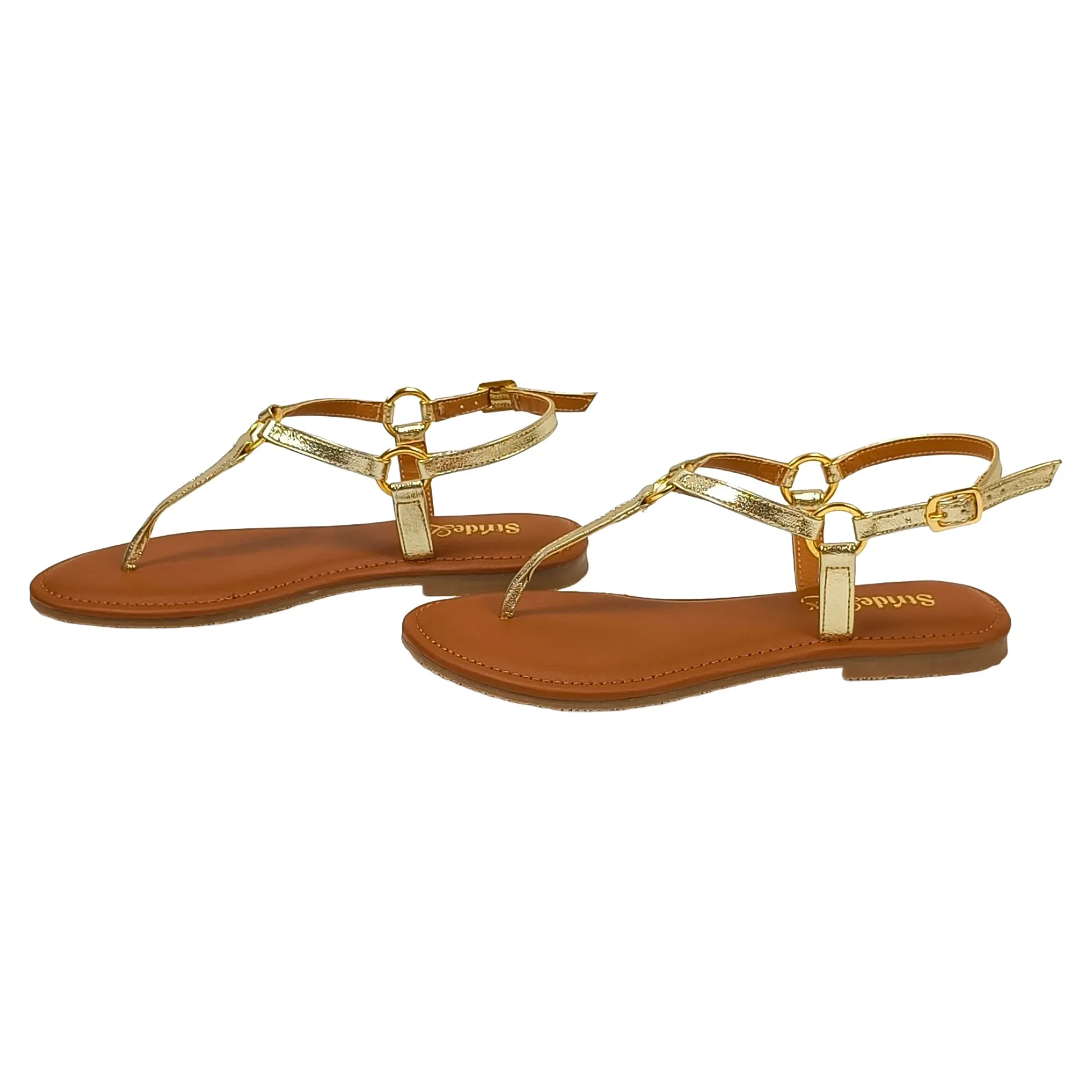 StrideLux Aurelia Ring-Link Toe-Ring Flat Sandals – Luxe Gold - Image 6