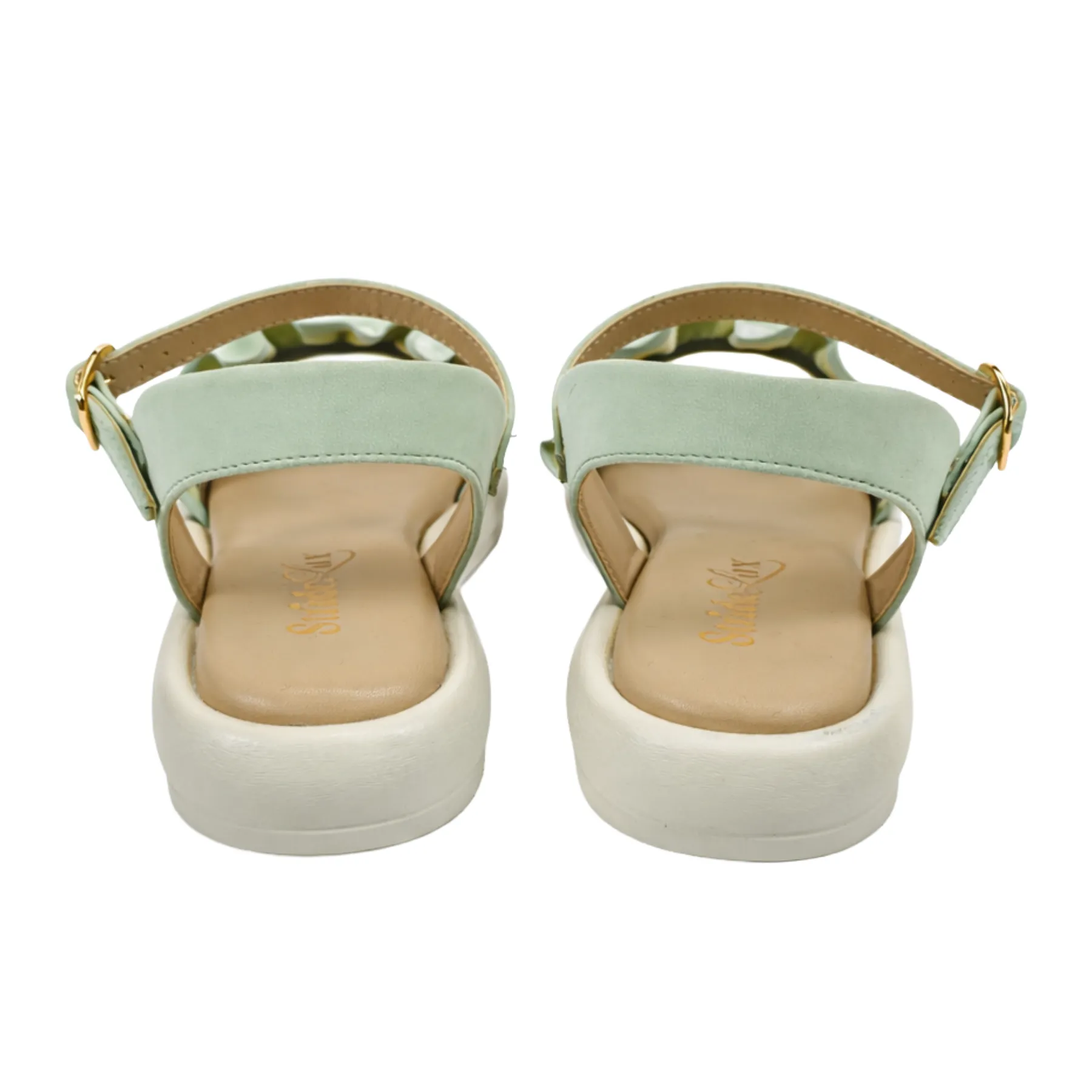 StrideLux Women’s Mint Green Ruffle Flat Sandals - Image 4