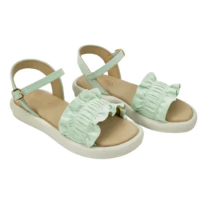 StrideLux Women’s Mint Green Ruffle Flat Sandals