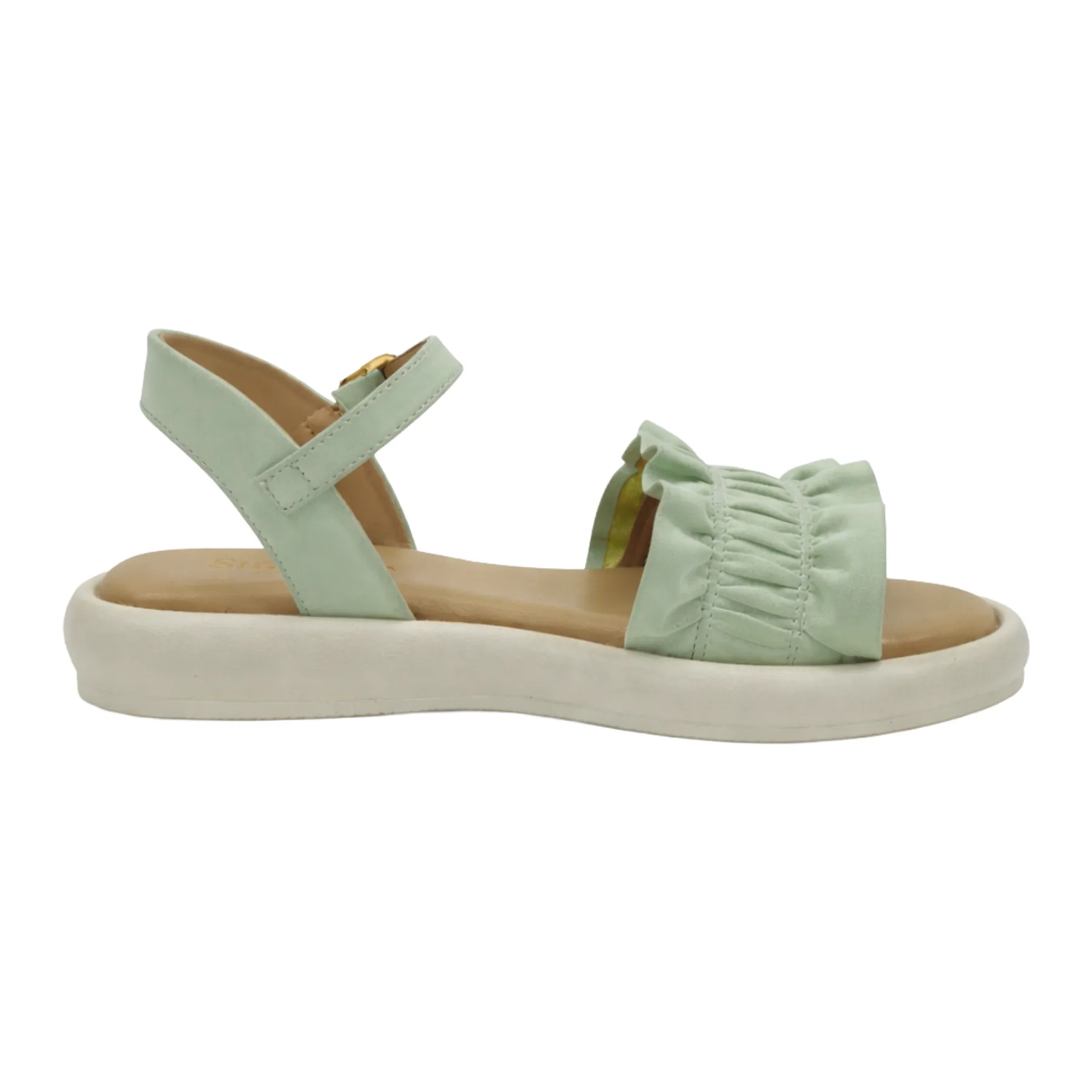 StrideLux Women’s Mint Green Ruffle Flat Sandals - Image 5