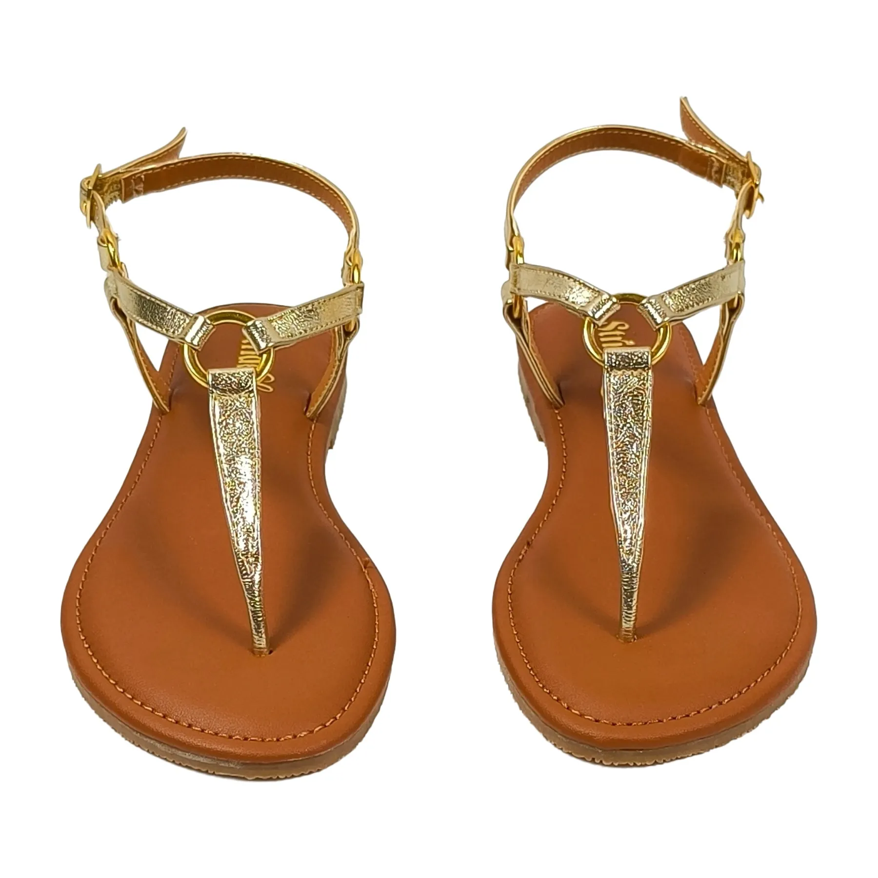 StrideLux Aurelia Ring-Link Toe-Ring Flat Sandals – Luxe Gold