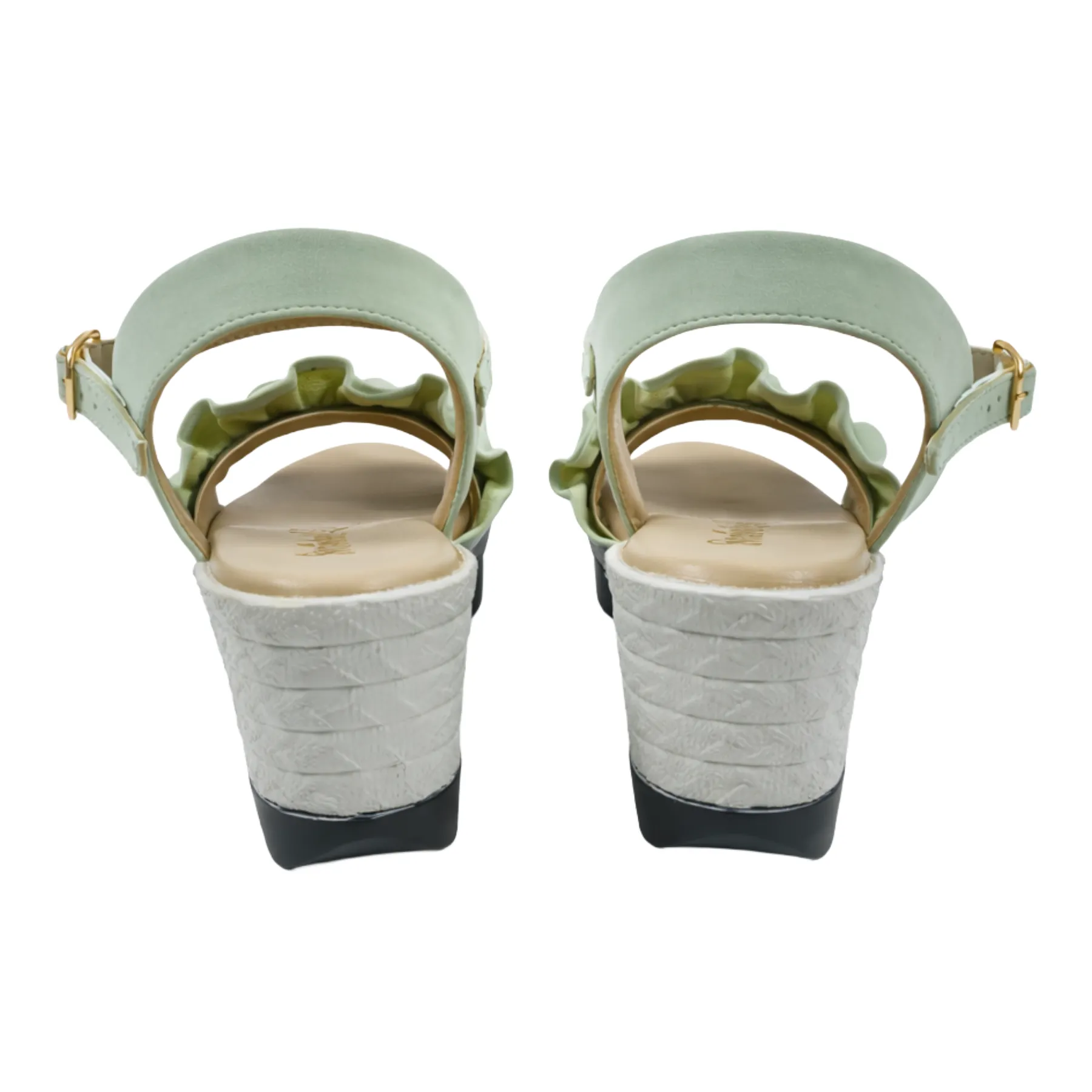 StrideLux FLORA Ruffle Wedge Sandals –Mint Green - Image 3