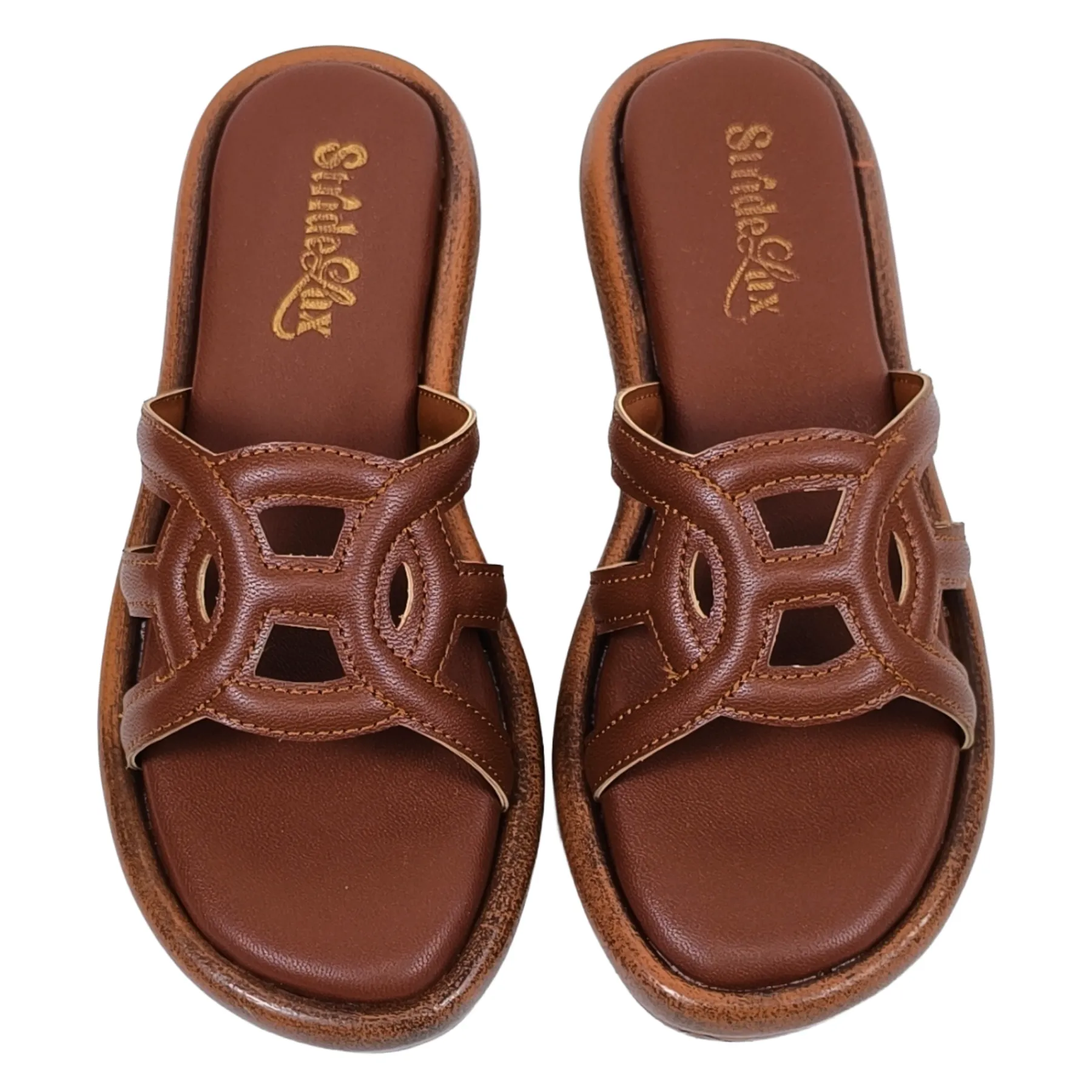 StrideLux ARVIA Women’s Brown Comfort Slip-On Sandals - Image 3