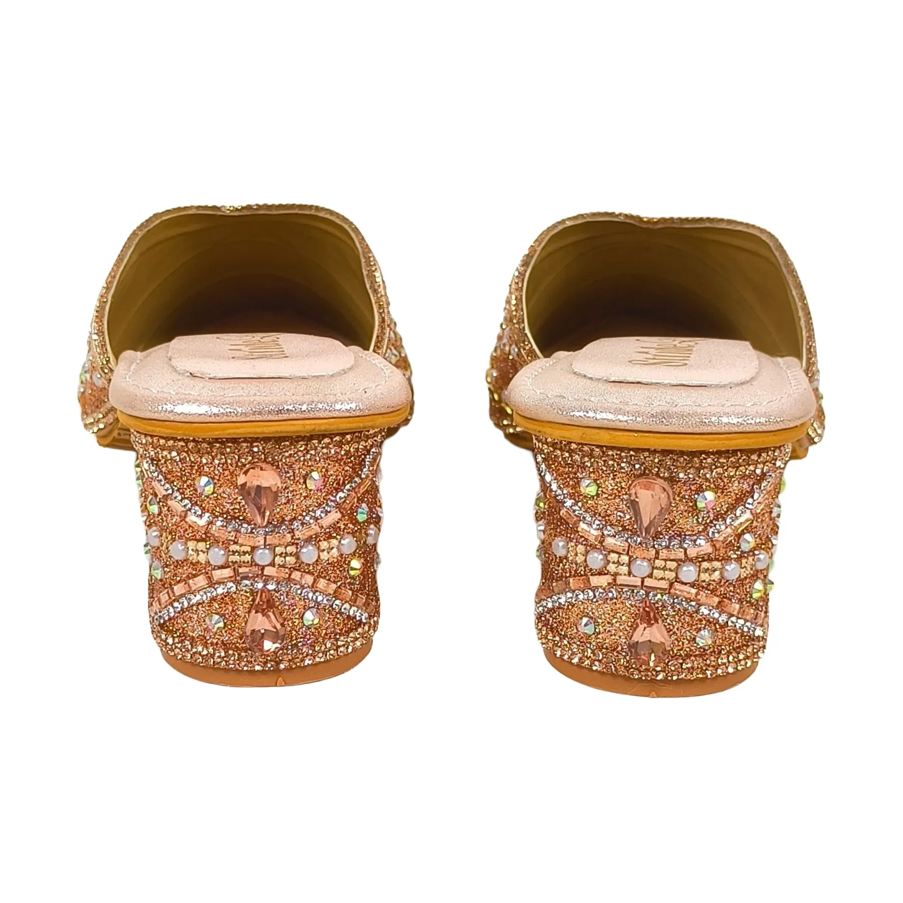 Hand-Embellished Rose Gold Floral Mules - Image 4