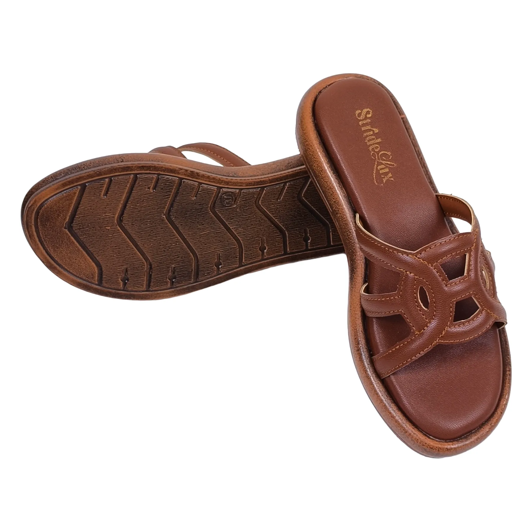 StrideLux ARVIA Women’s Brown Comfort Slip-On Sandals - Image 6