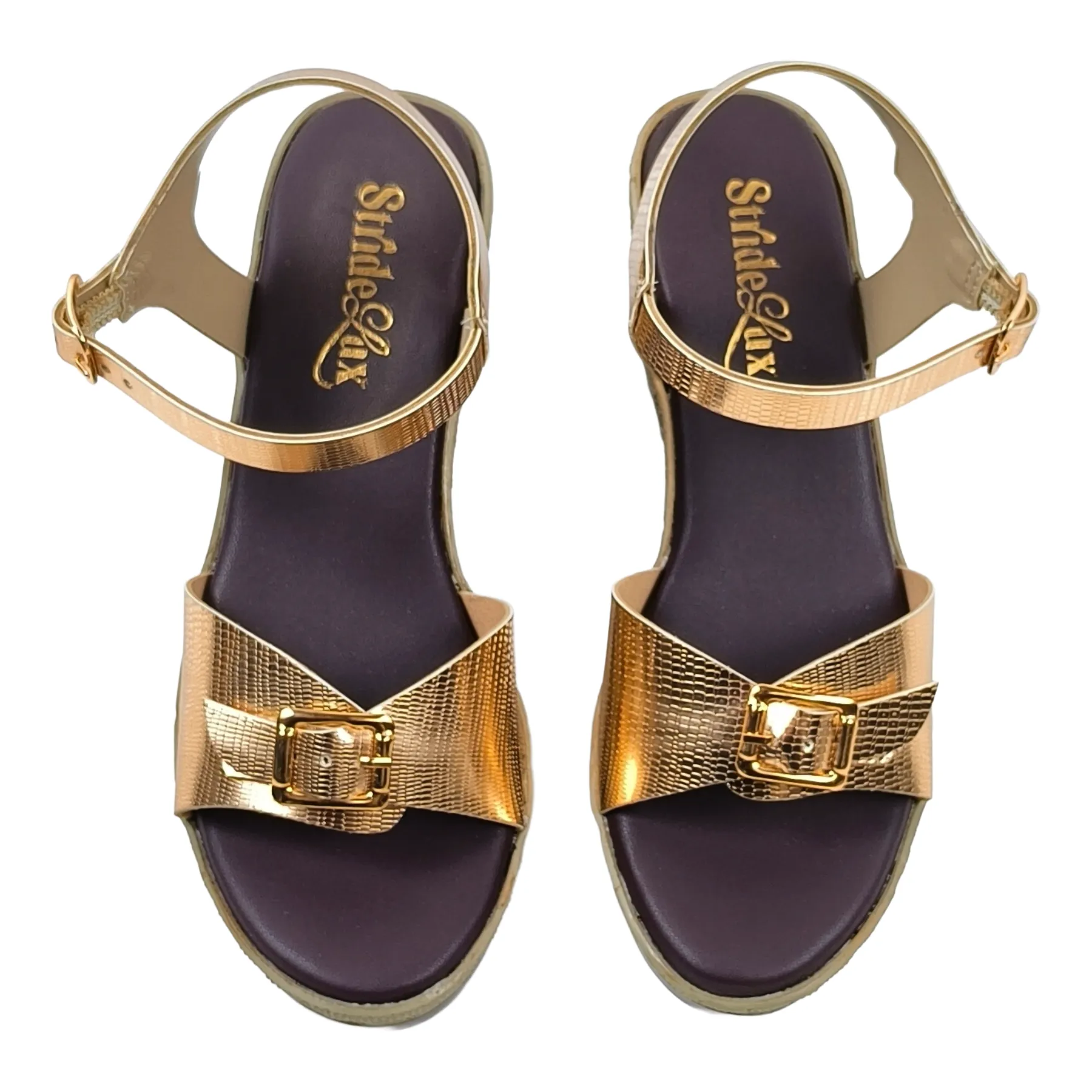 StrideLux AURELA Women’s Gold Wedge Heel Sandals