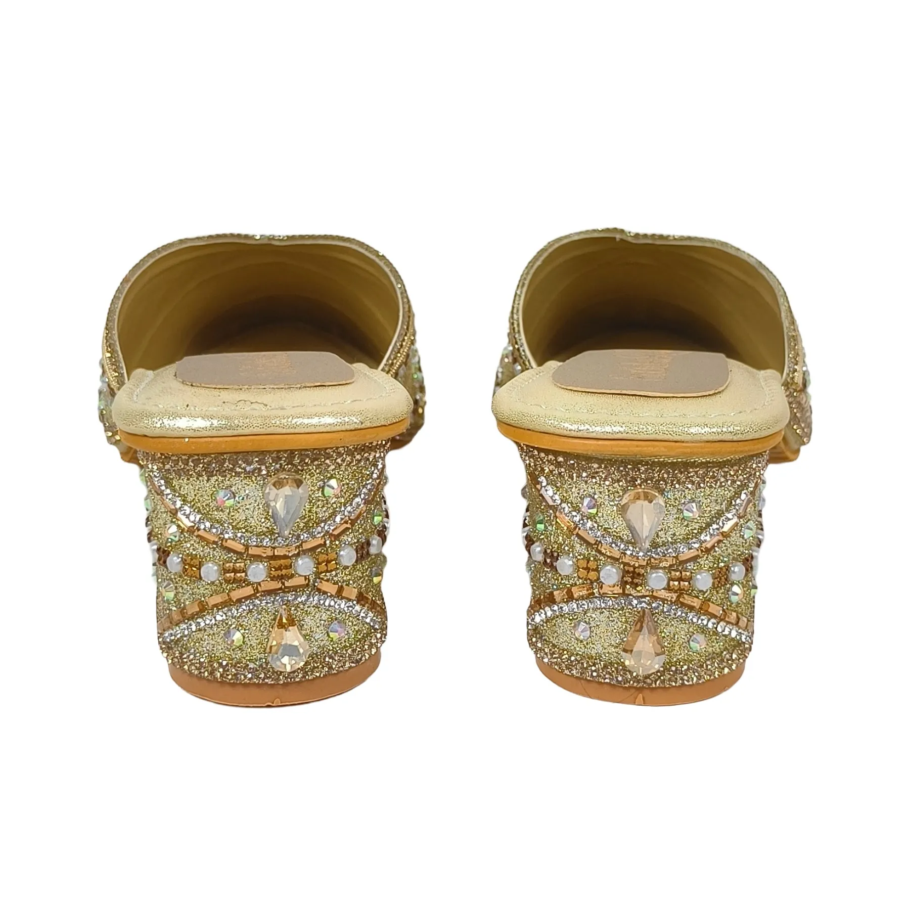 Hand-Embellished Gold Floral Mules - Image 4