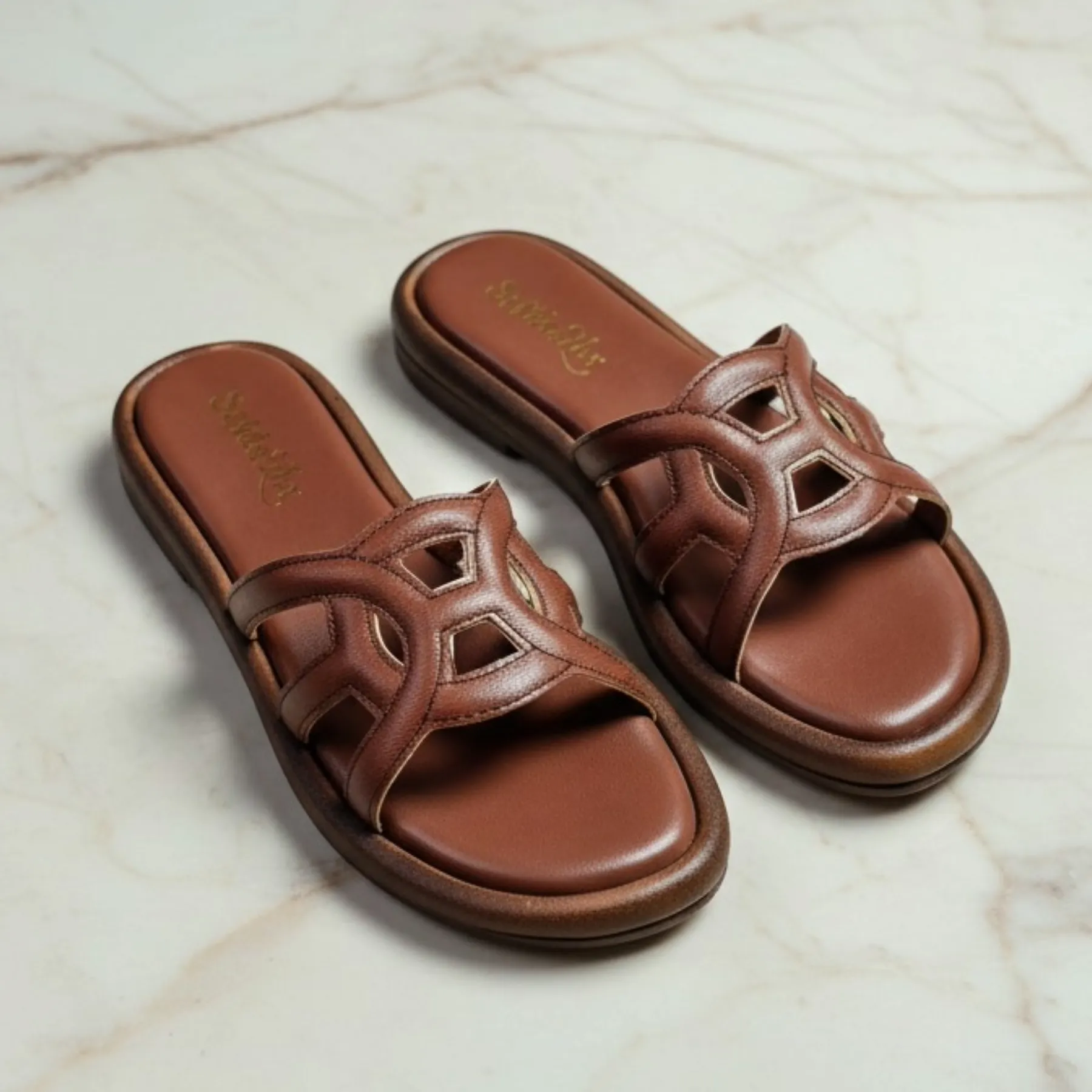 StrideLux ARVIA Women’s Brown Comfort Slip-On Sandals - Image 7
