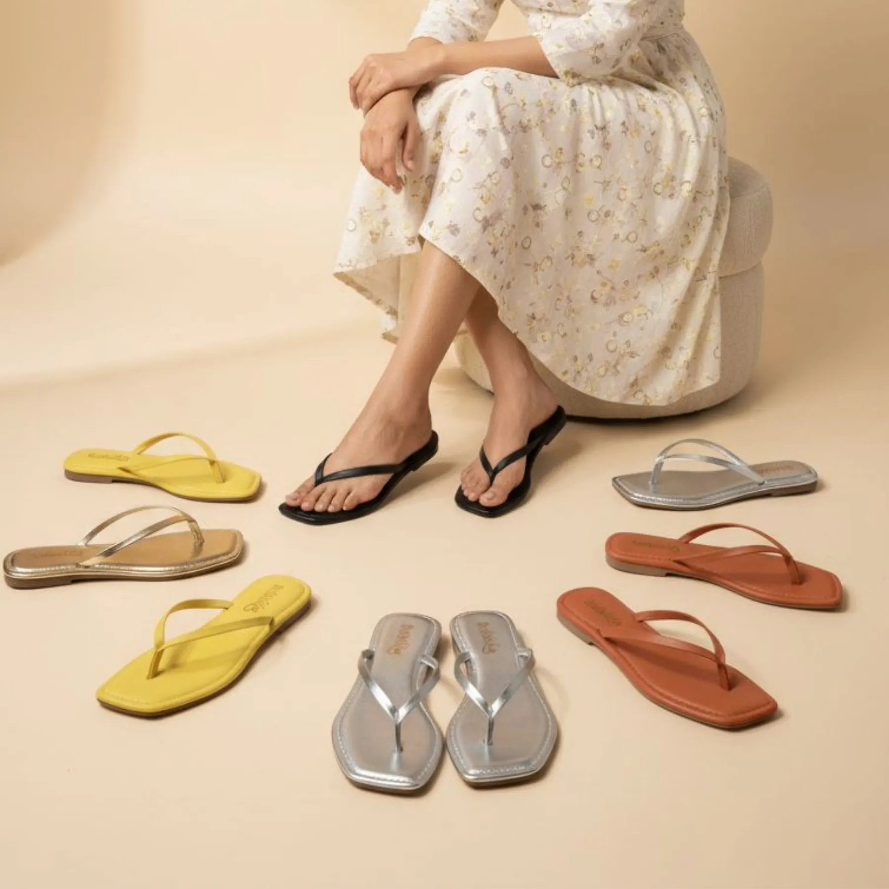 Liora Minimal Thong Flats – Caramel Tan - Image 7