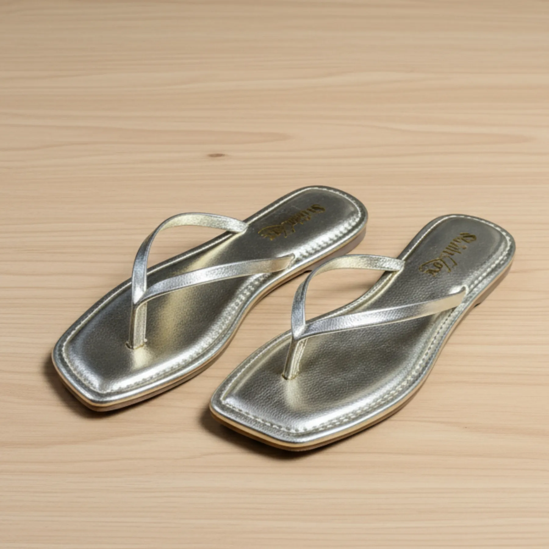 Liora Metallic Thong Flats – Silver Mist - Image 6