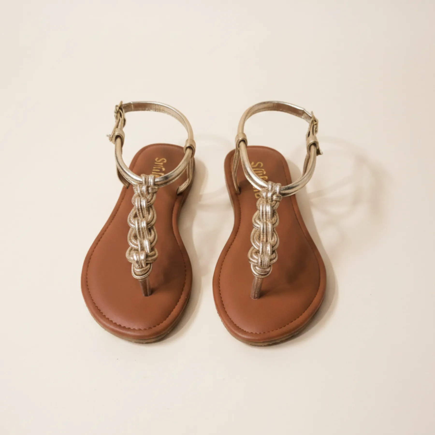StrideLux Women Metallic Flat Sandals – Gold - Image 5