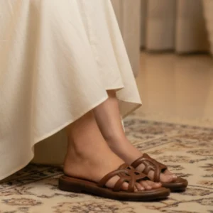 StrideLux ARVIA Women’s Brown Comfort Slip-On Sandals