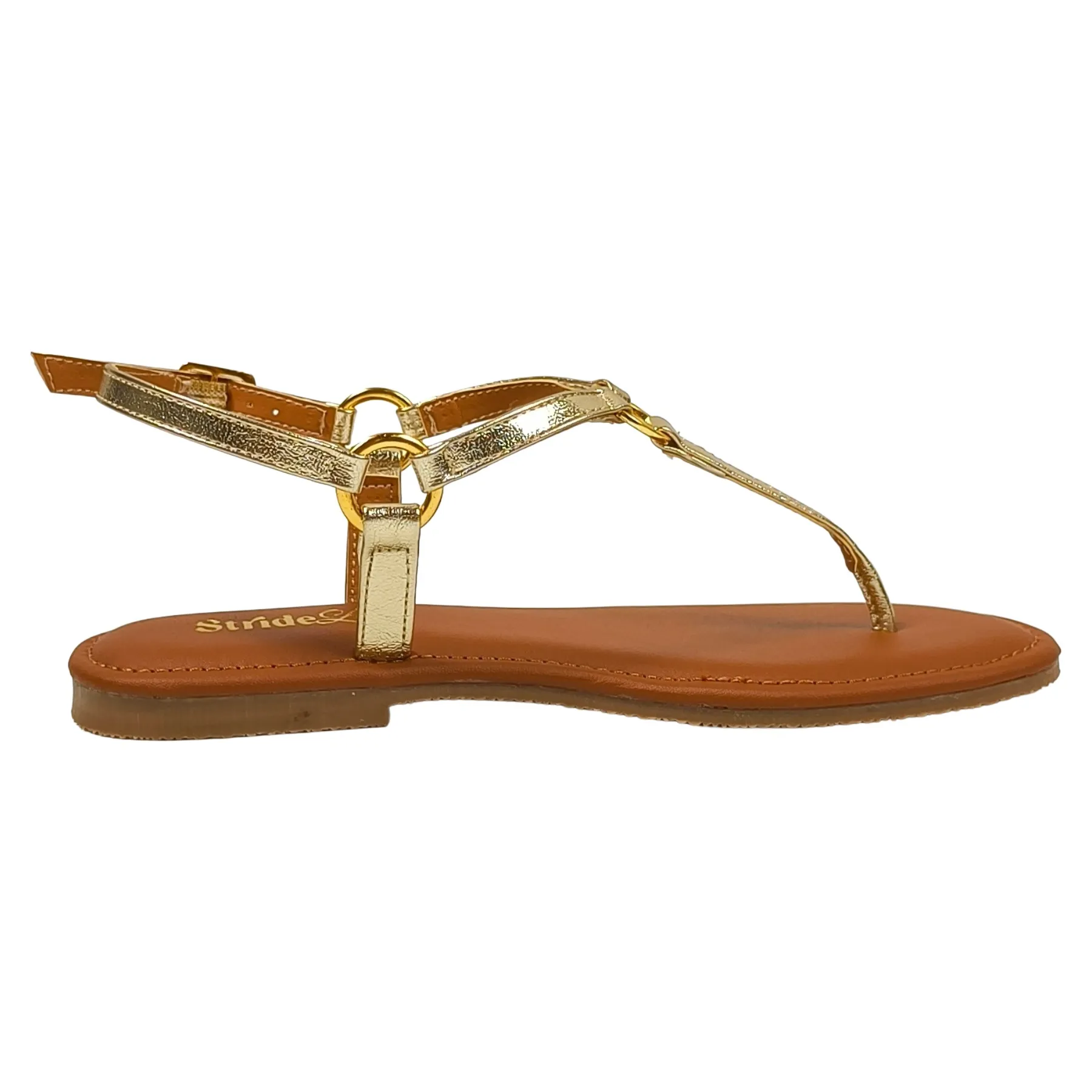 StrideLux Aurelia Ring-Link Toe-Ring Flat Sandals – Luxe Gold - Image 5
