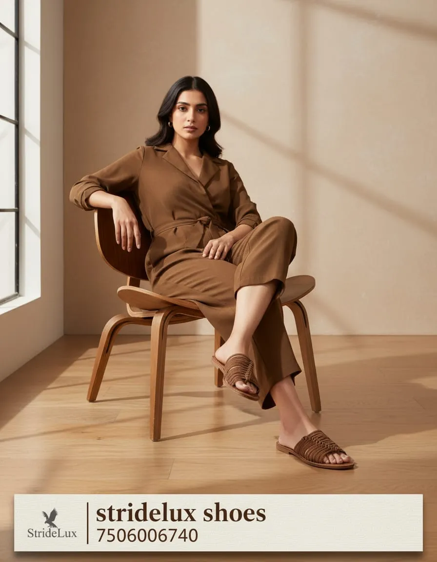 Aria Woven Thong Flat Slides – Chestnut Brown - Image 3