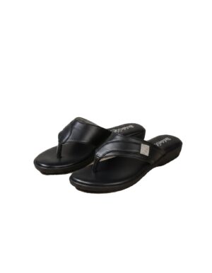Nyla Embellished Thong Wedge Slides – Classic Black